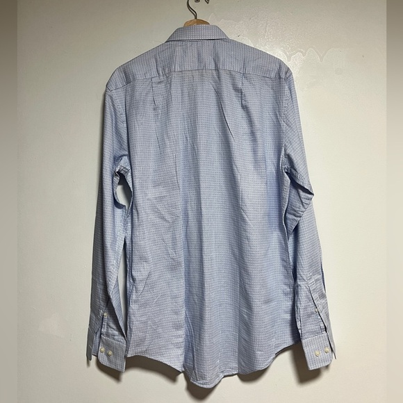 Tiger of Sweden Farrell 5 Slim Fit Dress Shirt 16.5 / 42 Blue Check Cotton - Picture 7 of 8